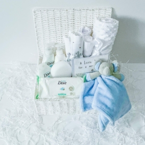 Blue Luxury Essentials Elephant – Baby Gift Hamper Basket