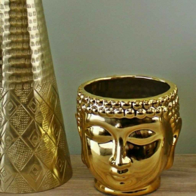 BTMR Inspired Interiors | Gold Buddha Head Plant Pot
