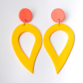 Orange and Yellow Tear Drop Earrings