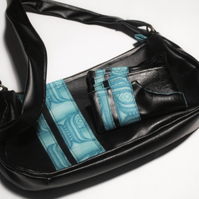 Handmade Shoulder Bag – Turquoise Print