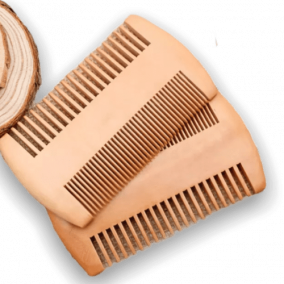 Double tooth wooden beard hair comb