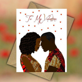 Couple occasion fabric card – black couple, 9 skin shade combinations