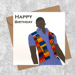 Card for men – kente fabric – can be personalised