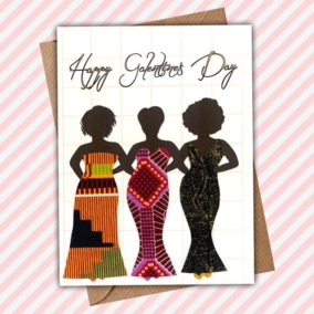 Black women Galentines fabric card, friendship group