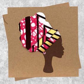 Pink/Gold High Headwrap fabric card