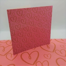 Luxury Greeting Card & Gift Wrap Set – Pink Hearts