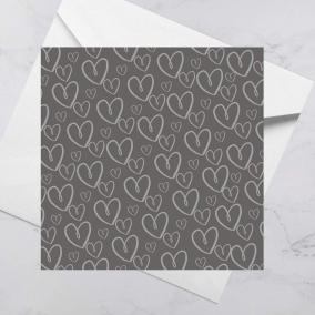 Luxury Greeting Card – Grey Hearts