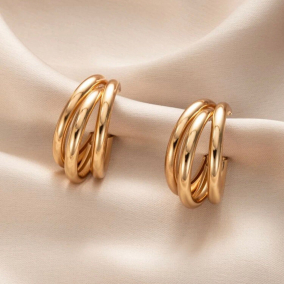 Ebun Collection – Golden 3 Strand hooped earrings