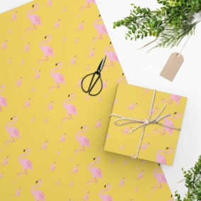 Luxury Gift Wrap – Yellow Flamingo