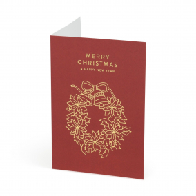 Gold Merry Christmas & Happy New Year Card