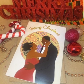 Black Couple Christmas Card – Black family