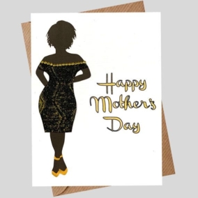 Mother’s Day Card, Black Gold fabric Dress
