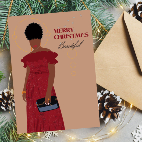 Afrocentric Christmas Card – Black Elegant Woman