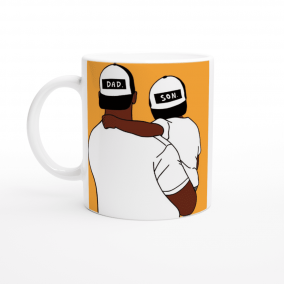 Black Afro Dad and Son White Ceramic Mug – 11oz