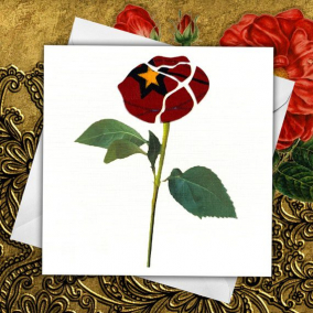 Red Rose Valentine Card Made With African Fabric