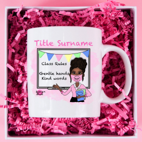Teacher Personalised mug featuring interactive board and class rules